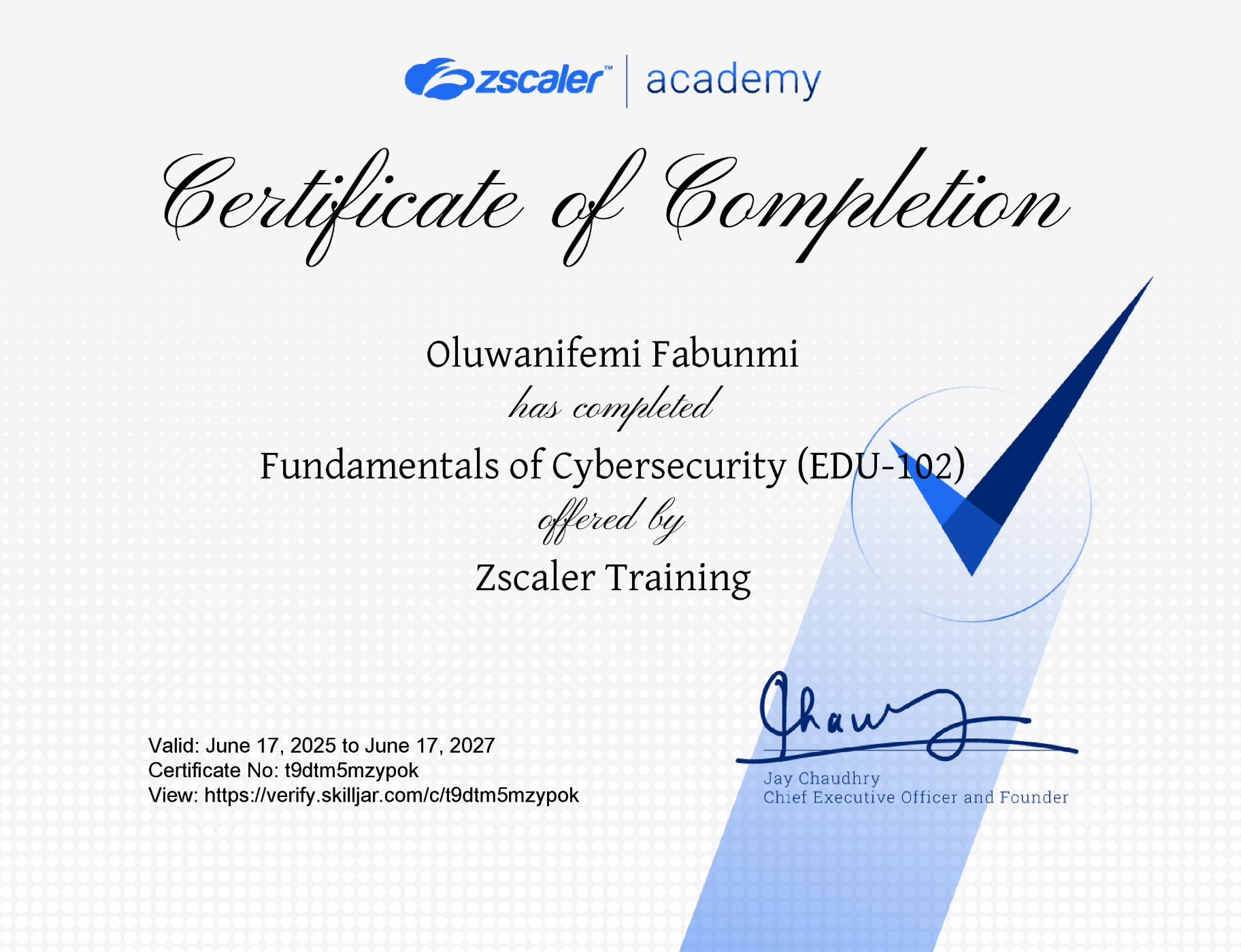 Zscaler Cybersecurity Certificate